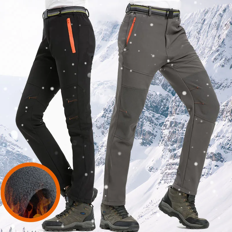 Winter Men Hiking Pants Outdoor Trekking Softshell Women Warm Pants Waterproof Thermal Camping Skiing Climbing Snow Trousers