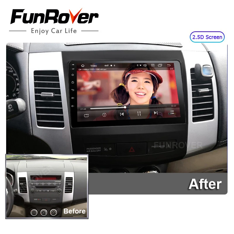 Funrover Android 9 0 автомобильный dvd мультимедиа для Mitsubishi Outlander 2006 2014 peugeot 4007 Citroen радио gps