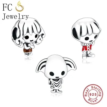

FC Jewelry Fit Original Brand Charm Bracelet 100% 925 Silver Elf Dobby Ron Weasley Hermione Granger Bead Making Berloque 2020