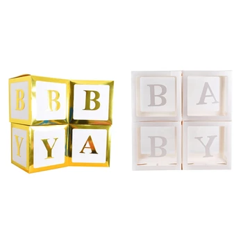 

4Pcs 12in Square Transparent Boxes Party Decor Balloon Packing Boxes