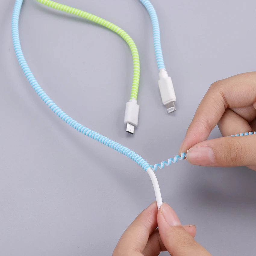 1.4m Color Phone Wire Cord Rope Protector Spring Protection Rope For USB Charging Cable Earphone Data Bobbin Winder