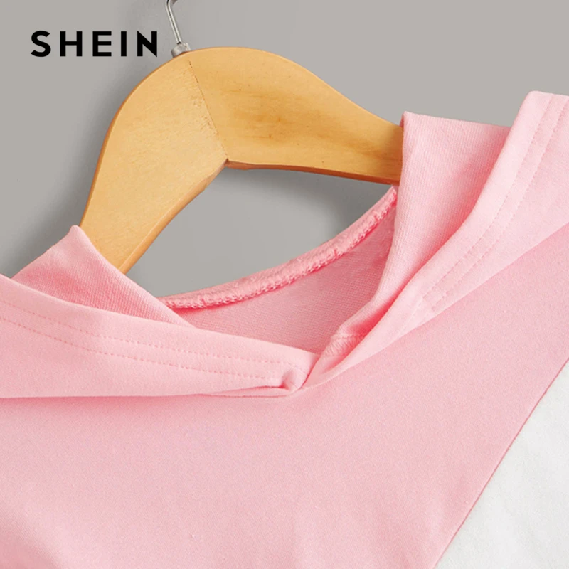 SHEIN Kiddie/Укороченный свитшот с капюшоном для маленьких девочек; Детские топы; коллекция года; осенние повседневные толстовки с длинными рукавами для подростков