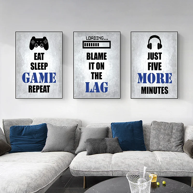 Gaming Prints Boys Bedroom Decor Gamer Poster Games Room Wall Art Teen Gifts 