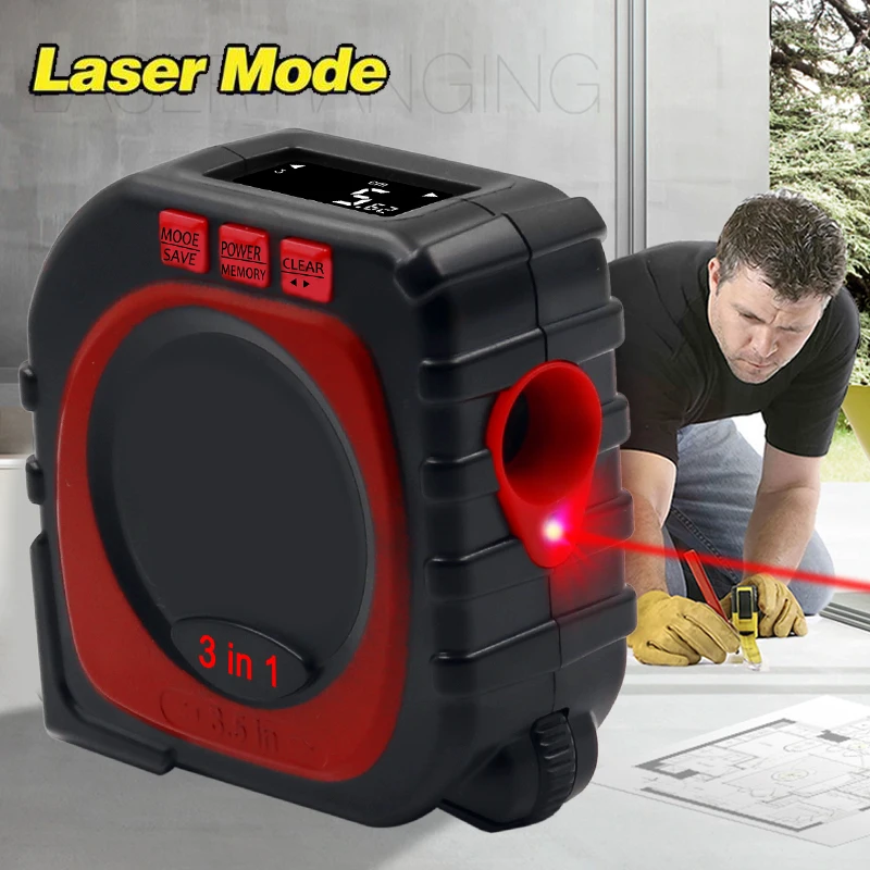 Measure King 3-in-1 Digital Tape Measure String Sonic Roller Mode Pantalla LCD LED