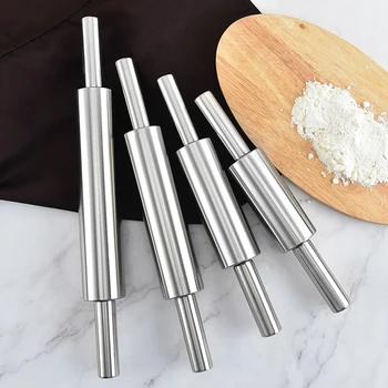 

Stainless Steel Rolling Pin Non-stick Pastry Dough Roller Bake Pizza Noodles Cookie Pie Food Pasta Making Baking Kitchen Tools