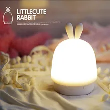 

Creative Led Rabbit Night Light USB Rechargeable Eye-protect Silicone Feeding Desk Light Bedroom Bedside Sleep Lamp Gift for Kid