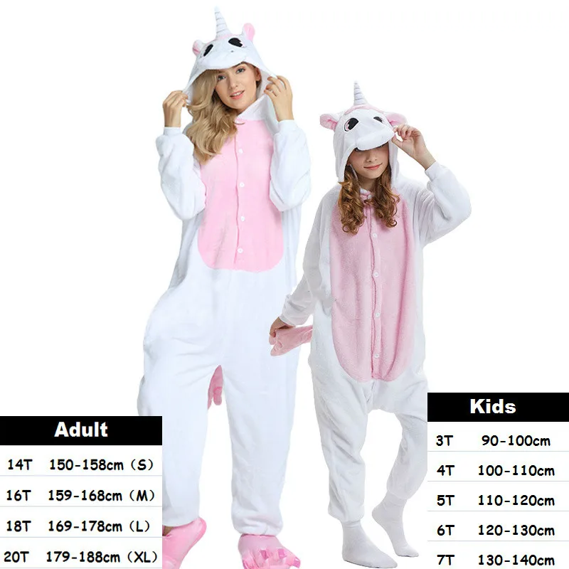 Кигуруми Новая Пижама волк взрослых животных Ститч панда Единорог Onesie для женщин дети пижама костюм Зима Косплей костюмы одежда для сна - Цвет: pink unicorn
