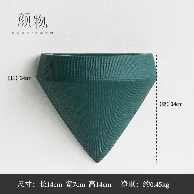 Creative Ceramic Wall Vase Home Hanging Flower Basket Decoration Adornment Solid Color Flower Holder Vases Home Decor - Color: F