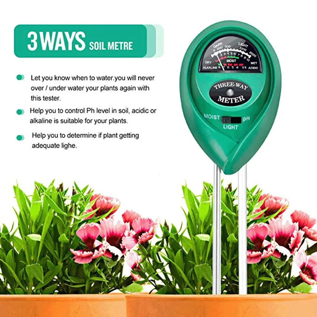Три-в-одном рН-детектор тестер почвы измеритель влажности почвы рН-метр с круглой головкой батарея не требуется