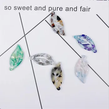 

10pcs/lot multi color acetic acid hollow leaves charms connectors for diy fashion earrings necklace acrylic beads jewelry making
