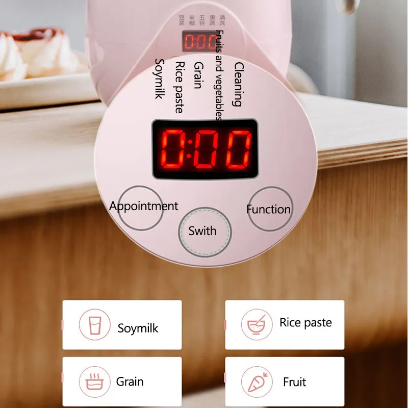 220V Mini Soymilk Machine Portable Soy Milk Rice Paste Maker Electric Juicer Blender Food Grinding Heating Processor 350ml