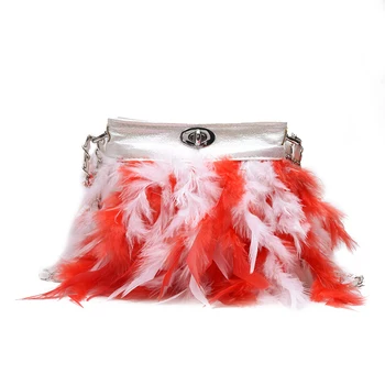 

2019 new Turkey feather PU senior designer design saddle bag feather one-shoulder slant across women's bag WW056