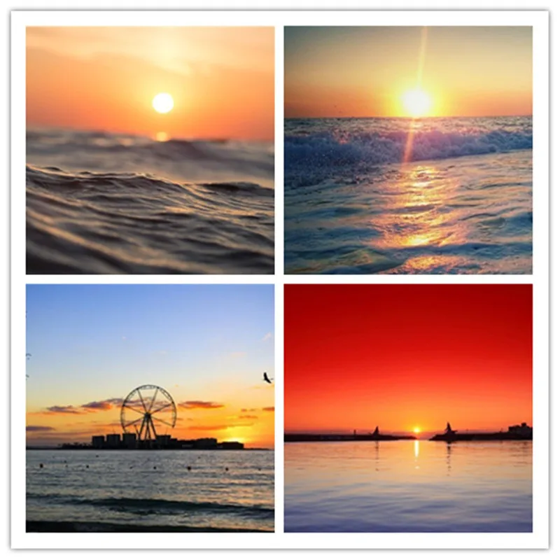 

DIY Round Diamond Painting Landscape Sea Sunrise Diamond Embroidery Scenery Full Display Home Decor Picture