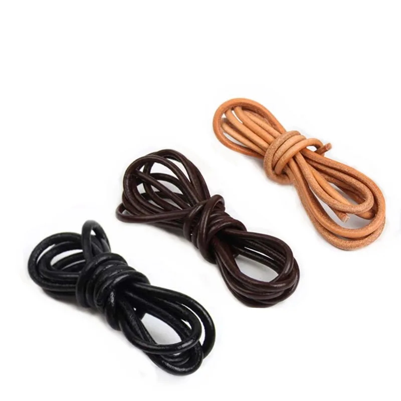 

5meter 100% Genuine Leather Round Thong Cord String Rope for DIY Necklace Bracelet DIY Jewelry Making Dia 1/1.5/2/3/4/5mm