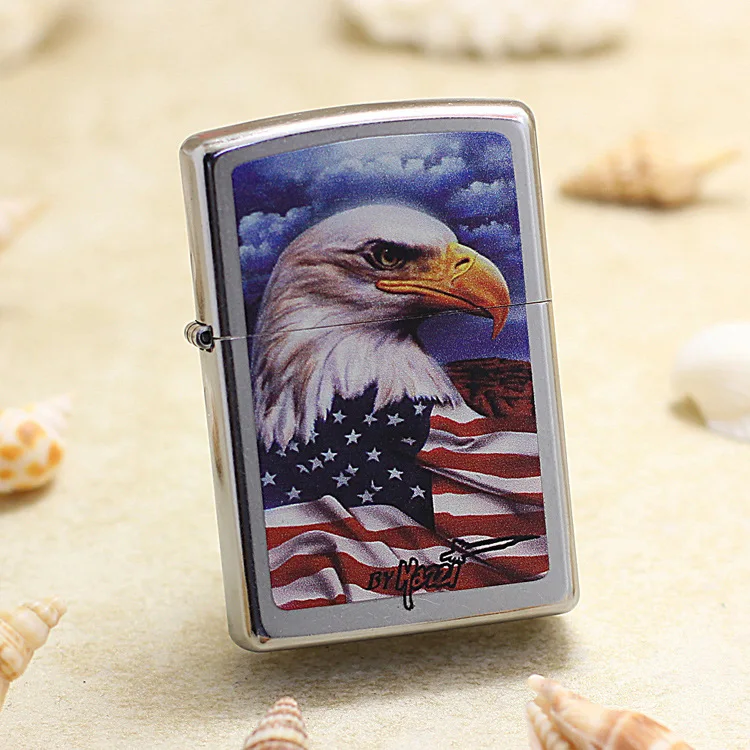 

Genuine Zippo oil lighter copper windproof American Eagle cigarette Kerosene lighters Gifts With anti-counterfeiting code