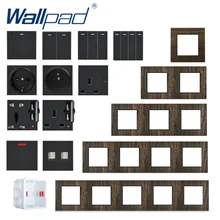 Diy design de madeira interruptor de botão soquete de parede combinação gratuita s6 wallpad luxo quadro metal tomada de energia usb
