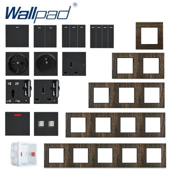 

DIY Wood Design Wall Socket Button Switch Free Combination S6 Wallpad Luxury Metal Frame Power Outlet USB