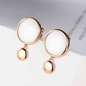 

925 Sterling Silver Ceramic Drop Earring White Black Round Ceramic Earrings for Women Drop shipping