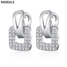 MAIKALE Новые квадратные серьги женские корейские модные темпераментные серьги микро инкрустированные Цирконом Ювелирные Изделия