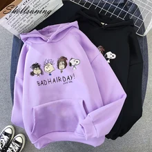 Shellsuning женские свитшоты осень зима мультфильм Kawaii печати толстовки флис свободные мягкие Базовые Женские Harajuku пуловер