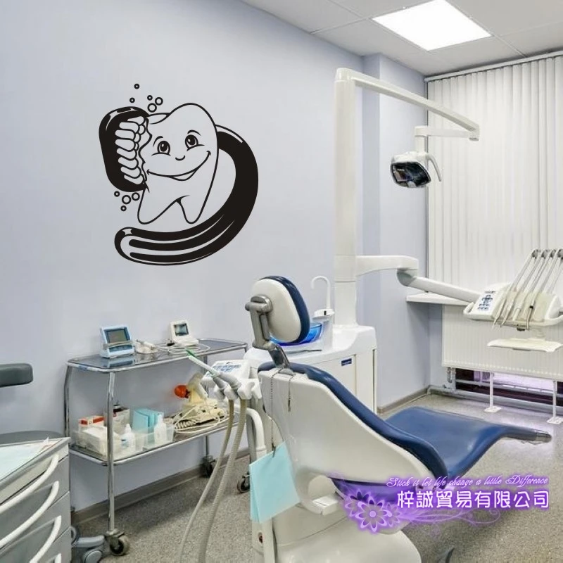 DCTAL Tooth Brushing Teeth Sticker Dental Clinic Dentistry Decal Bathroom Poster Vinyl Art Wall Decals Pegatina Decor Mural