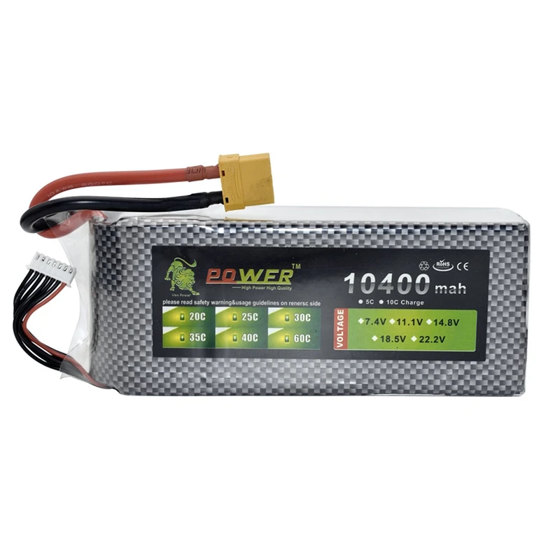 Аккумулятор Lion power 22,2 v 10400maH 45C Lipo для радиоуправляемых дронов, автомобилей, лодок, квадрокоптеров, запасная часть 6s 10000mah 22,2 v, перезаряжаемая батарея