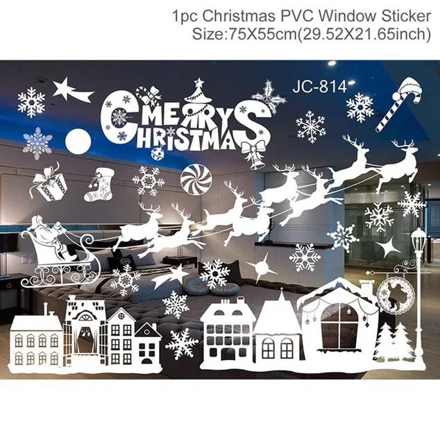 Christmas Window Stickers Merry Christmas Decorations For Home Christmas Wall Sticker Kids Room Wall Decals New Year Stickers 11