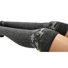 Женские теплые гольфы с рисунком оленя в горошек, шерстяные вязаные длинные гольфы, повседневные носки на осень и зиму