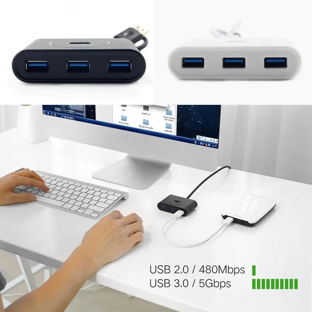 4 порта USB 3,0 концентратор разветвитель для Macbook ноутбука ПК компьютера HDD