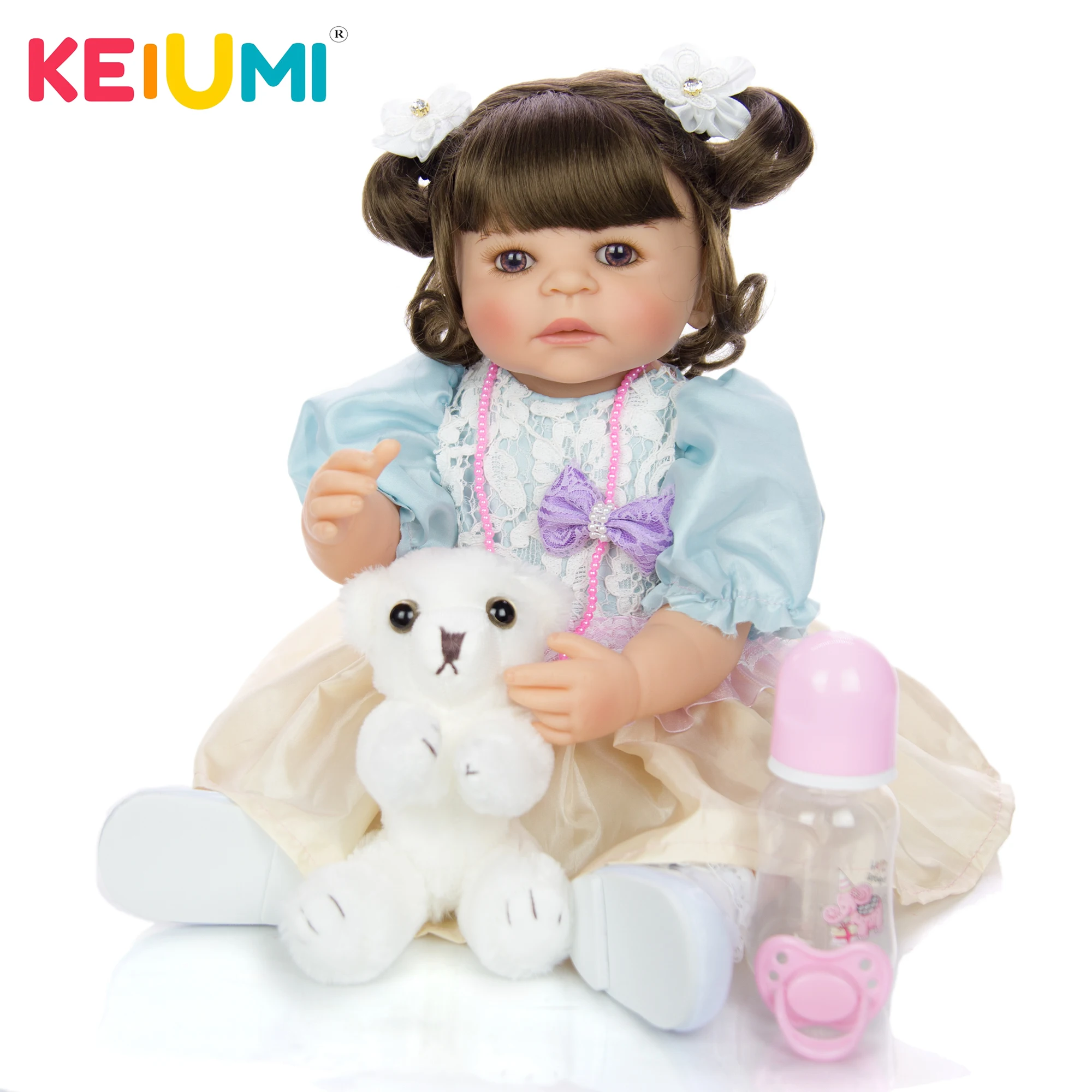 KEIUMI сюрпризы Boneca 55 см 22 дюйма полная силиконовая кукла игрушки для девочек с