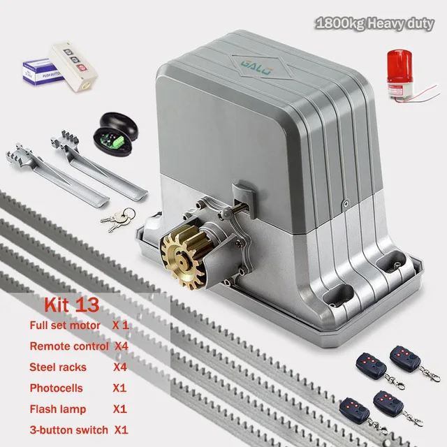 kit 13 1800KGS автоматические раздвижные ворота оператора AC220V/110 V мотор как доводчик двери ворота двигателя(датчик, кнопка, лампа, опционально - Цвет: kit 13