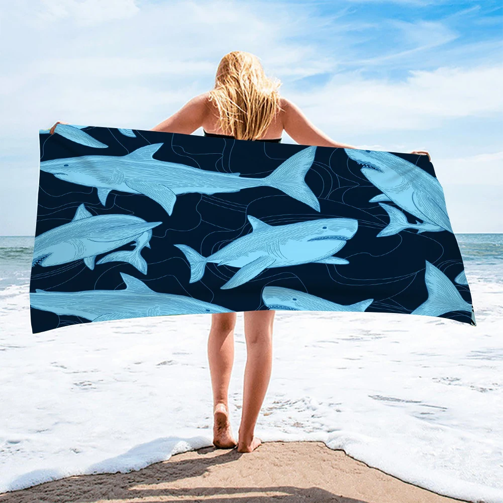 PHAYON New Adult Microfiber Household Bath Towel Shark Animal Print ...