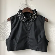 Женский кардиган на пуговицах, свитер, рубашка, сплав, стразы, Кристалл, бисер, Поддельный Воротник, ложный съемный воротник, хлопок, лацканы, блузка, топы