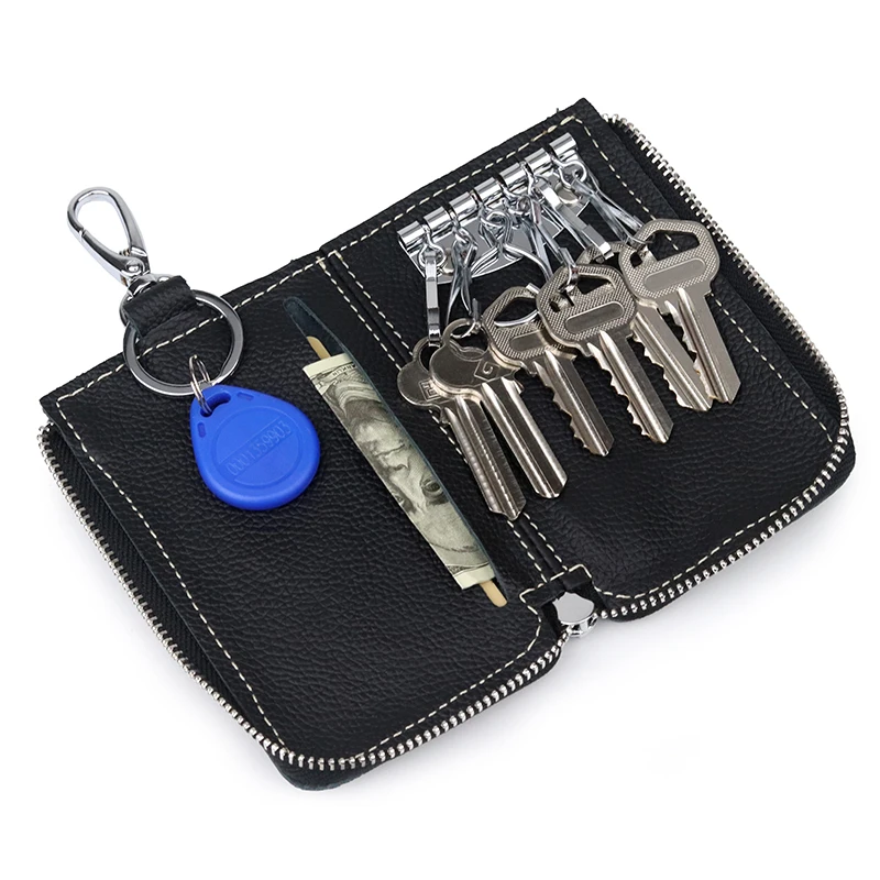 Fashion Keychain Wallets Luxury Women Men Car Home Key Holder Organizer  Zipper Key Pouch Coin Purse With 6 Hooks Keychain Case - Key Wallets -  AliExpress