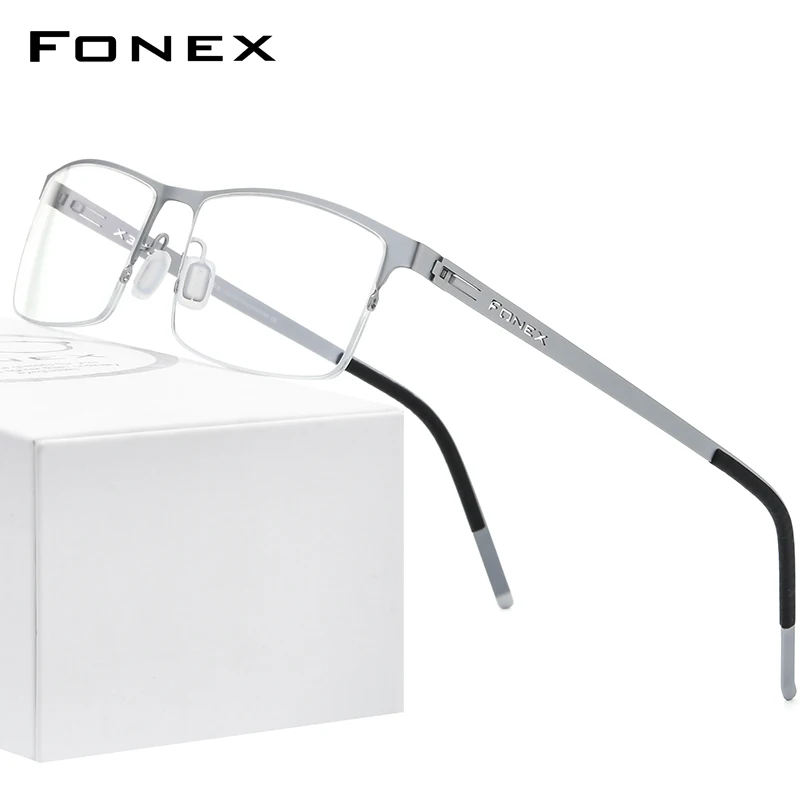 

FONEX Мужские квадратные оптические очки для близорукости, новинка 2020, металлические полукорейские Безвинтовые очки 992