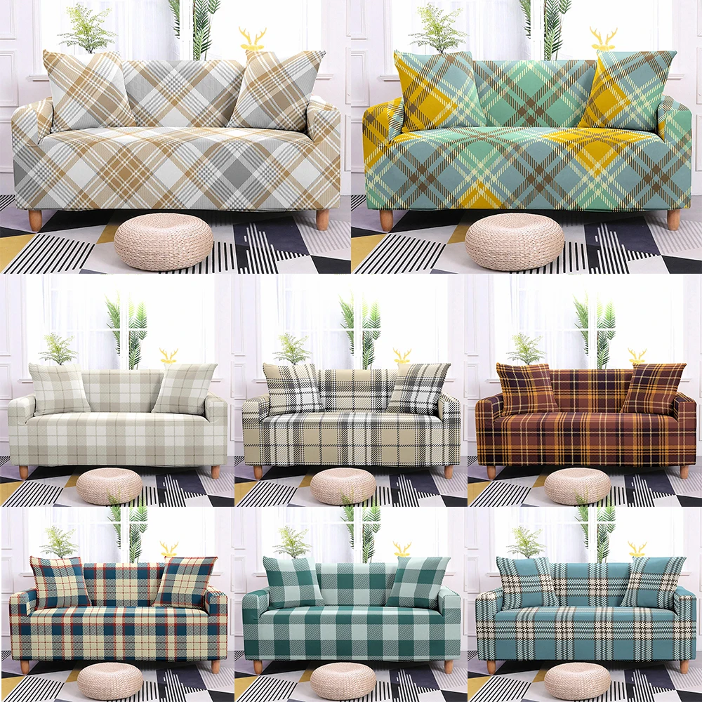 Elastic Couch Covers Sofas Plaid Plaid Loveseat Slipcover Sofa Seat