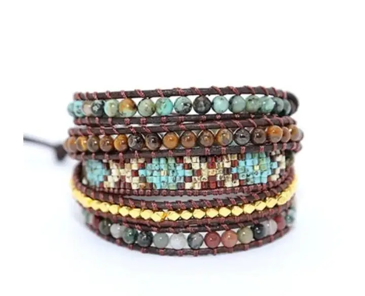 Billig Einzigartige hohe qualität glas perlen Weben Wrap Armbänder Großhandel Handgemachte Gold Perlen Böhmen Armband Geburtstag Geschenk Boho Schmuck