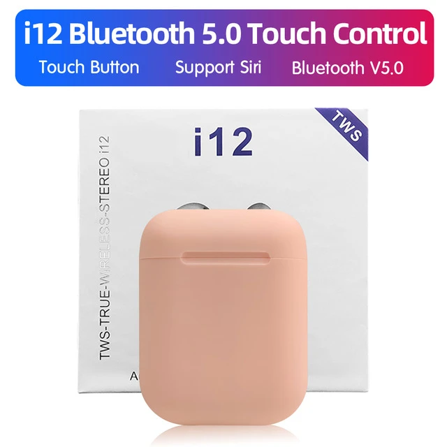 i12 Pink with box Беспроводные наушники с Bluetooth 5,0, оригинальные наушники Macaron i12 TWS, сенсорная стерео гарнитура, спортивные наушники для смартфона - Цвет: i12 Pink with box