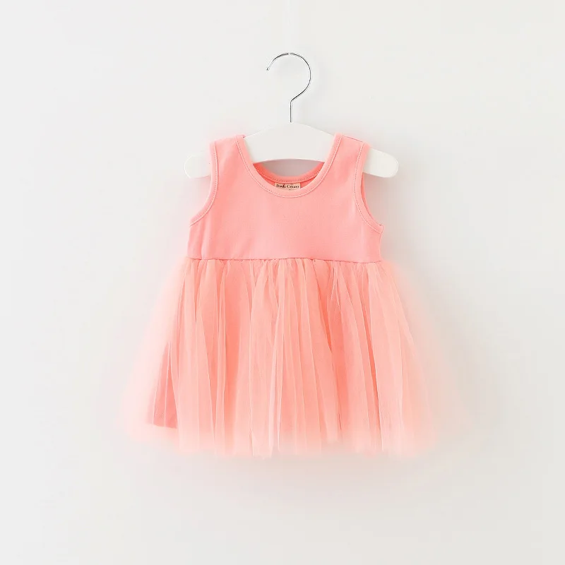 Платье для маленьких девочек праздничное платье без рукавов для малышей летнее платье для первого дня рождения для 1 года, одежда для маленьких девочек с юбкой-пачкой Одежда для новорожденных - Цвет: Pink 2