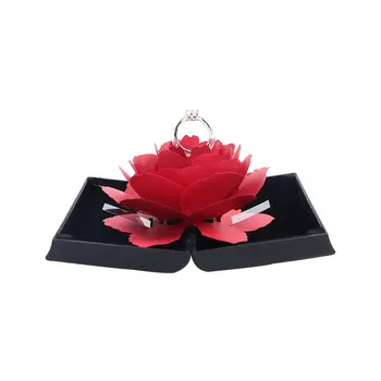 

2020 New Foldable Rose Ring Box For Women Creative Jewel Storage Paper Case Small Gift Box For Rings New
