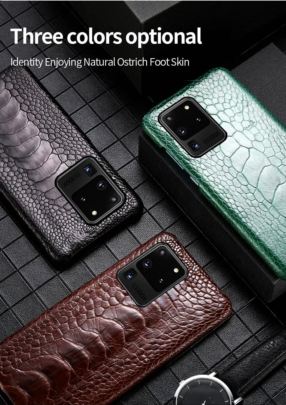 Case de Couro de Avestruz para Samsung Capa de Couro Genuíno para Samsung Langsidi Luxo Galaxy Plus A51 A70 S10 S21 Ultra S21plus S20 6 para samsung galaxy s20 plus a51 a70