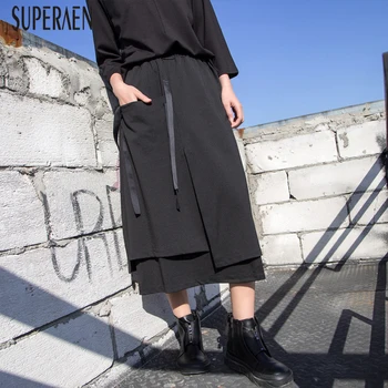 

SuperAen New Harajuku 2020 Women Shirts Spring and Summer New Wild Cotton Casual Ladies Skirts Irregular Europe Skirts