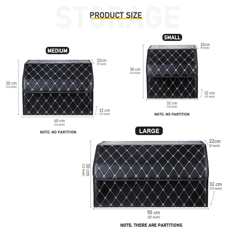 Waterproof Leather Car Trunk Storage Box Organizer