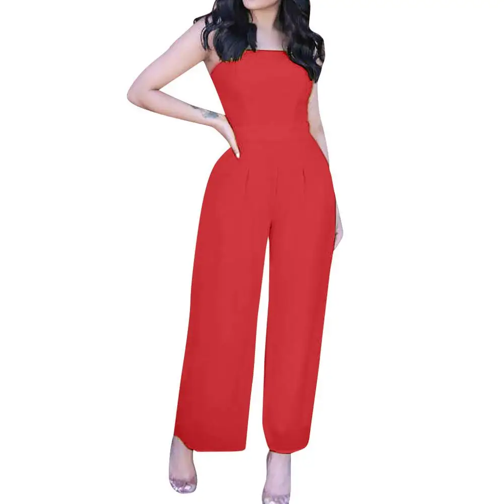 

Casual Women Jumpsuits Fashion Sleeveless Solid Sleeveless Hollow Out Lace Up Overalls monos de fiesta Summer 2020 New Hot E