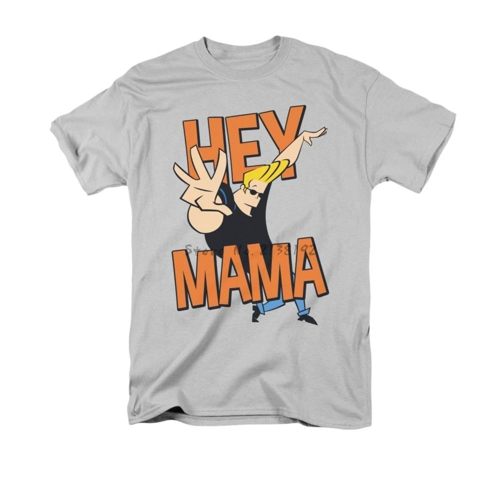 Tanie Johnny Bravo Hey Mama Cartoon Network licencjonowana koszula dla dorosłych XS-3XL męskie koszulki męska sklep