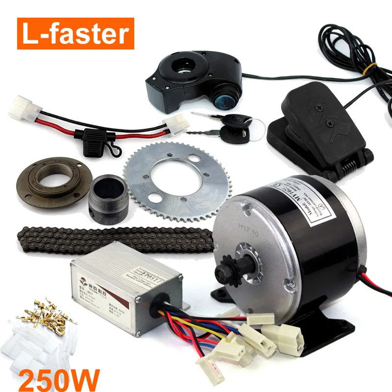 24v 250ワット電気ミニカートエンジン25hチェーンと55歯チェーン