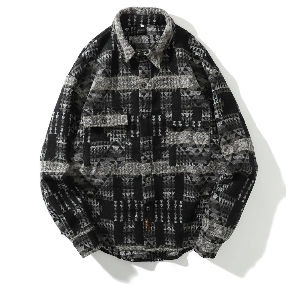 OSCN7 Повседневная Этническая рубашка с длинным рукавом для мужчин, высокая уличная одежда, осень, женская рубашка в стиле ретро, рубашки харуджку, мужская рубашка s 626