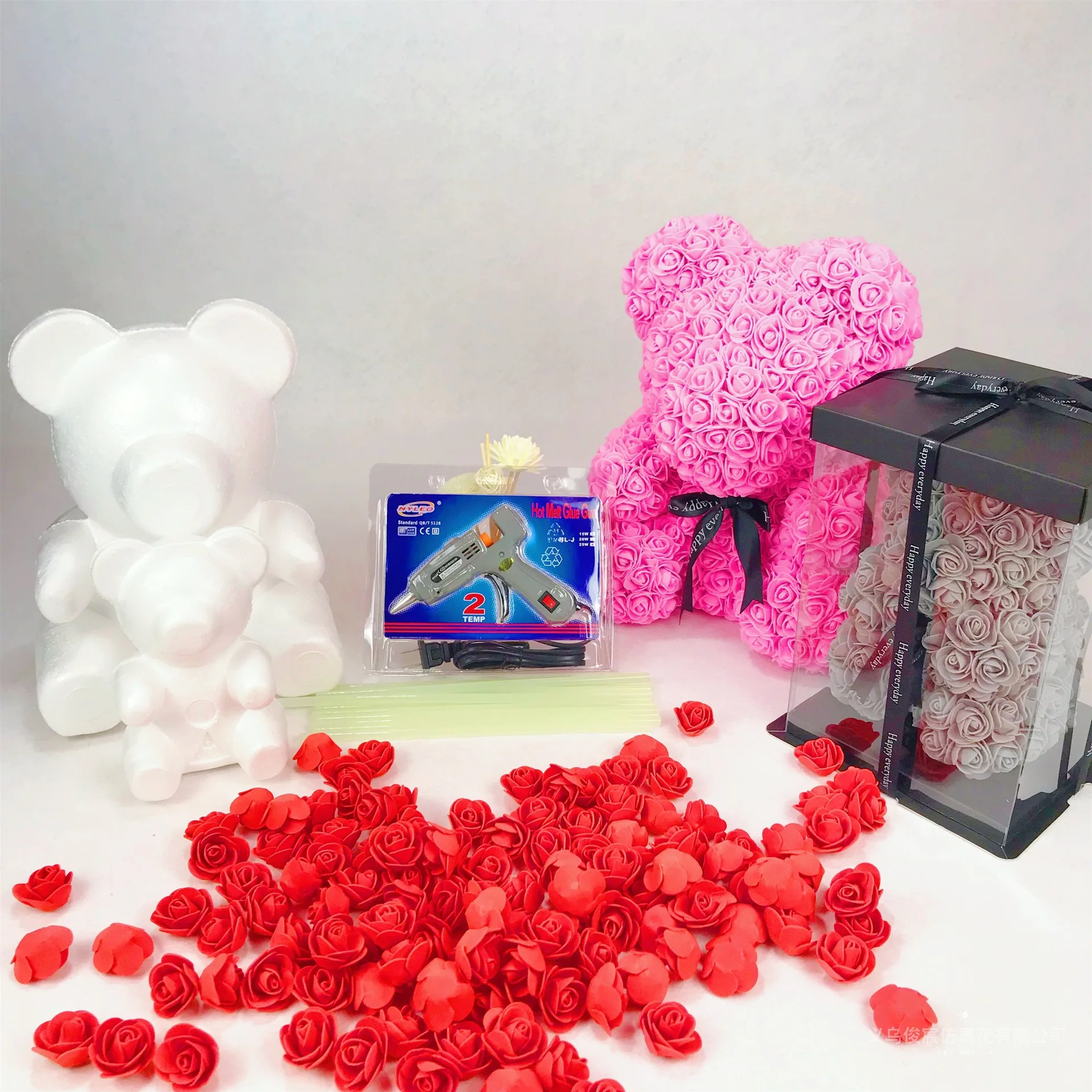 1 шт. 15 см/20 см пена Роза медведь плесень DIY искусственный цветок розы Медведь пластик медведь розы собака удачи модель формы