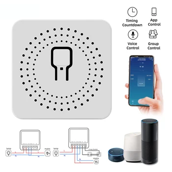 

Tuya Wireless Mini Smart Wifi Switch AC100-240V10A Timer Switch Two Way Control Smart Home By Alexa Google Home Voice Control
