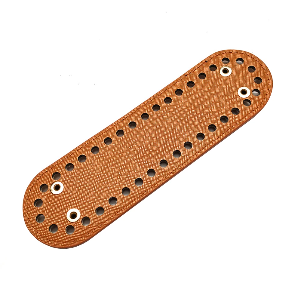 

Craft Crochet Women Replacement DIY Knitting Handbag Accessories Pad Handmade Oval Bag Bottom With Holes PU Leather Long